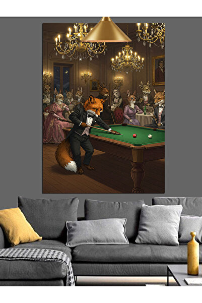 Artmeg Bilardo Masası Sohbeti Dekoratif Kanvas - Mdf Ahşap Tablo