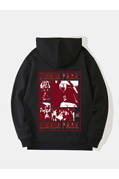 MAGORS سترة روك من القطن المطبوع بأكمام طويلة من لينكين بارك، مزودة بغطاء للر...