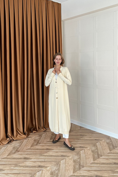 Stilife Long Knitwear Cardigan Stone