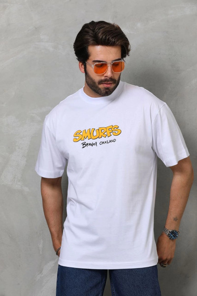 FREEDOM STOREE Μπλουζάκι Velmora Crew Neck με τύπωμα oversized - Λευκό -