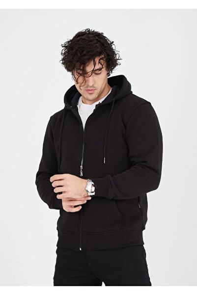 Generic Brand Men's 3 Thread Cotton Hooded Full-Zip Pocket Hoodie Sweatshirt ...