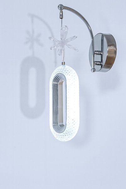 Turanconcept Doruk Wall Lamp Chrome Decorative Led Lighting Crystal Stone White Light Hall Entrance Cafe
