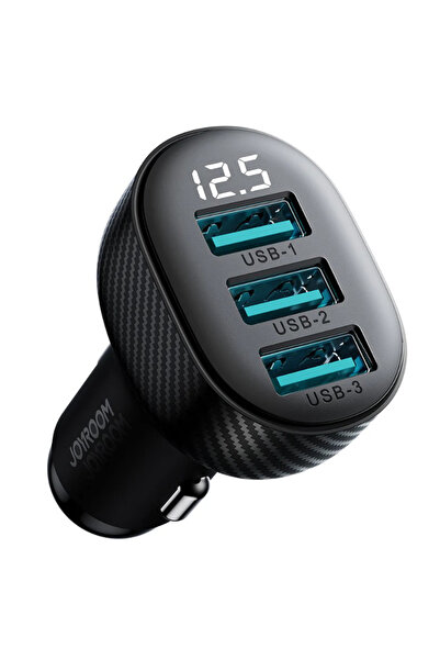 REDz Accessories Încărcător auto Joyroom, 3 x USB, încărcare rapidă 17W, negr...