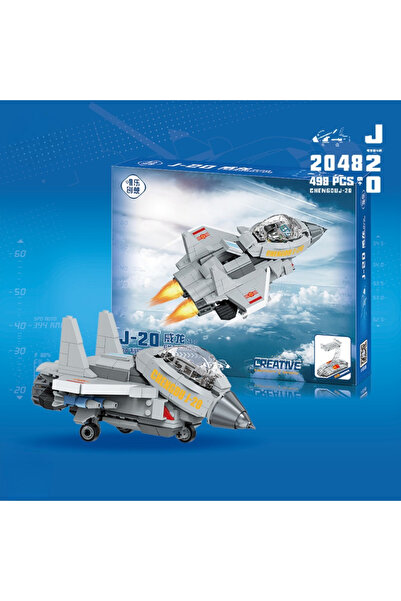 Buldug طائرة ميني بلوك جيه-20 تشنغدو – 498 قطعة، مع حامل، 14×10.5×7 سم