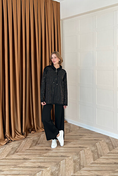 Stilife Σετ πλεκτό Eros με κουκούλα Stone Μαύρο