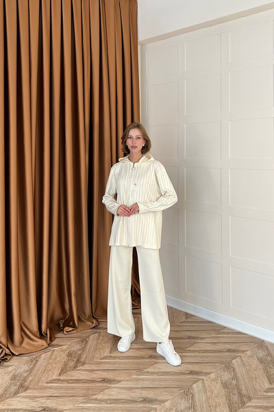 Stilife Eros Hooded Stone Knitwear Set Stone