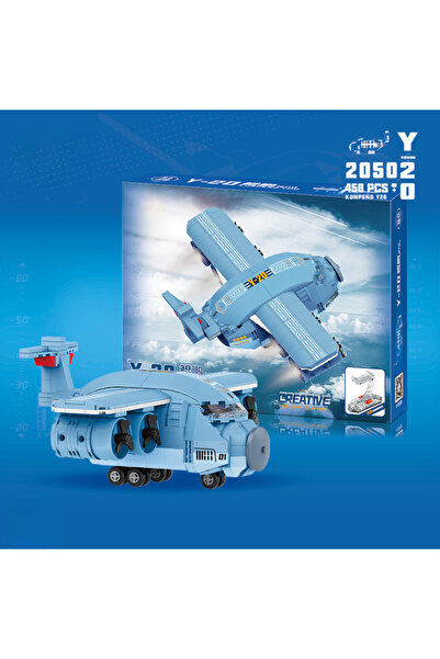 Buldug Mini Blok Uçak Y-20 Nakliye Uçağı – 458 Parça, Standlı, 14×18×8 cm