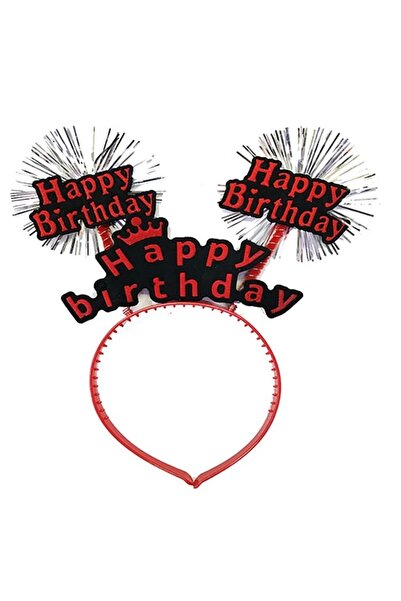 Skygo Happy Birthday Tasseled Neon Red Color Birthday Crown 22x19 cm