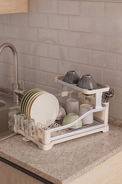 welcomein 2 Katlı Büyük Boy Bulaşıklık – 53x37x26,5 cm Paslanmaz Çelik Tabak ...