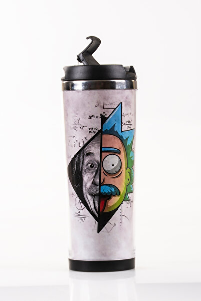 MUKKO HOME كوب ترمس من الفولاذ سعة 360 مل من ألبرت أينشتاين بتصميم كرتوني، مت...