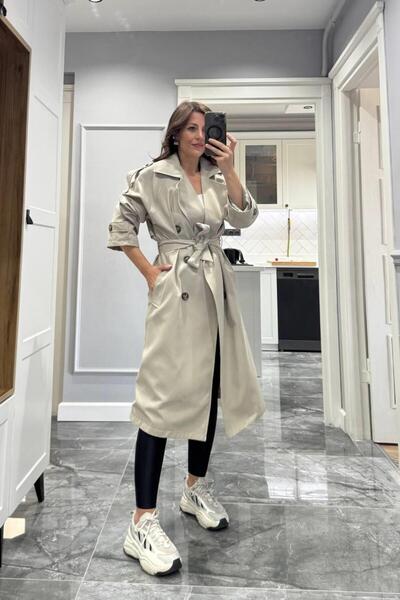 Banu Angay Urban Grace Kuşaklı Trençkot Taş