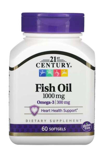 21st Century زيت السمك أوميجا 3 بتركيز 1000 ملجم، 60 كبسولة هلامية