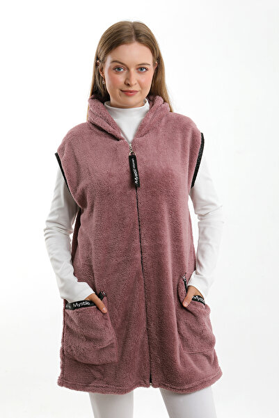 TÜCCAR UMUT WELSOFT PELUŞ YELEK KAPÜŞONLU FERMUARLI GENİŞ BEDEN ARALIĞI