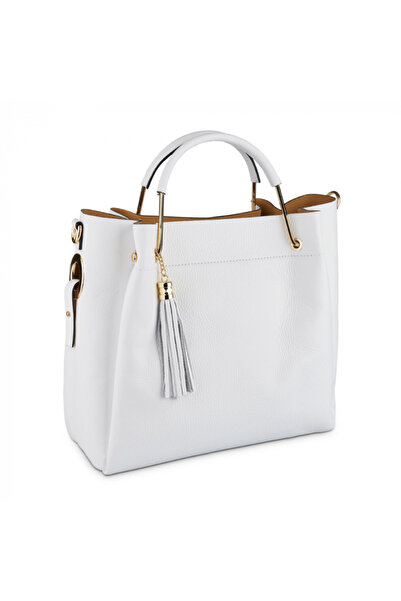 AZZURA Geantă Alice, piele 100% naturala, albă, 8055