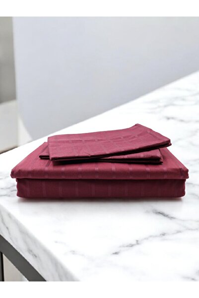 Saf By Arams Hotel Linen King Bed Sheet 3pcs Set, 100% Cotton 250Tc Sateen 2cm Stripe.