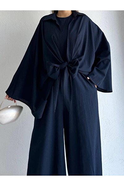 MELEK ARAZ بدلة إكميل باللون الأزرق الداكن