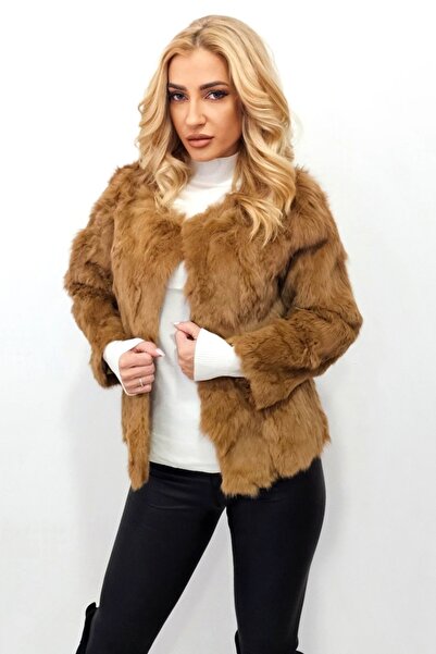 FashionForYou Haina de dama Lea Bliss din blana naturala de iepure, Bej