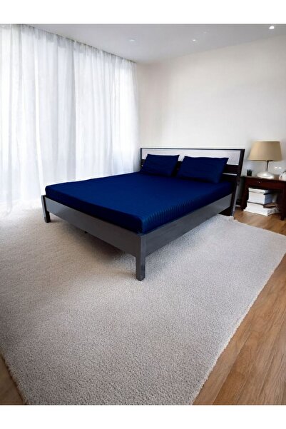 Saf By Arams مجموعة ملاءة سرير كينج من فندق لينين، 3 قطع، 100% قطن 250Tc، مخطط من الساتان بعرض 2 سم.