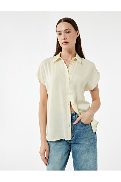 Koton Aerobin Fabric Classic Collar Sleeveless Buttoned Satin Shirt