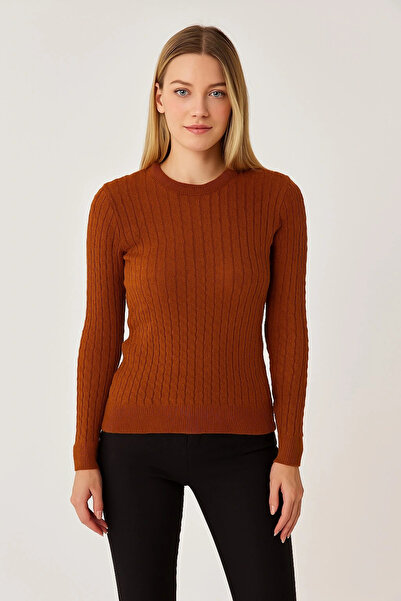 ayakuydur Kadın Kiremit Triko Kazak