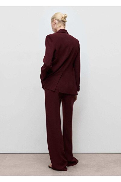 MANGO Woman Orta bel düz kesim kumaş pantolon