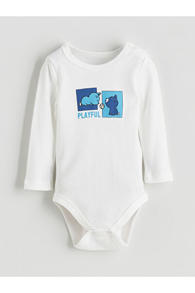 LC Waikiki Ecru Baby Boy Snap-On Bodysuit, Leggings and Beanie 3-Piece Set