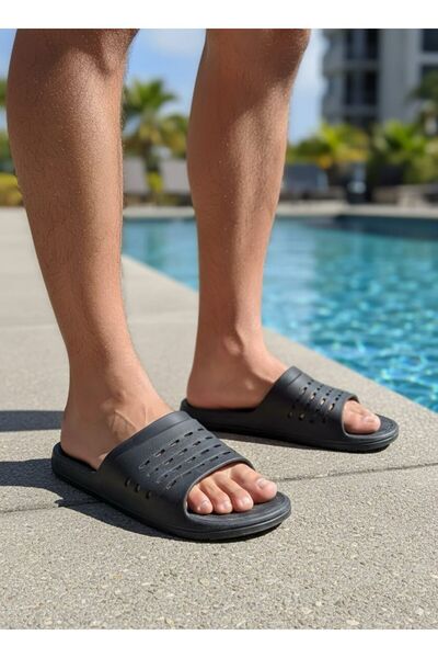 Museburan Siyah lux banyo havuz plaj sokak bahçe terliği