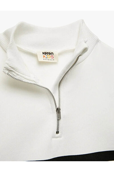 Koton Hanorac negru oversize pentru fetiță, cu fermoar, cu jumătate de gât, 6Wkg10059Ak