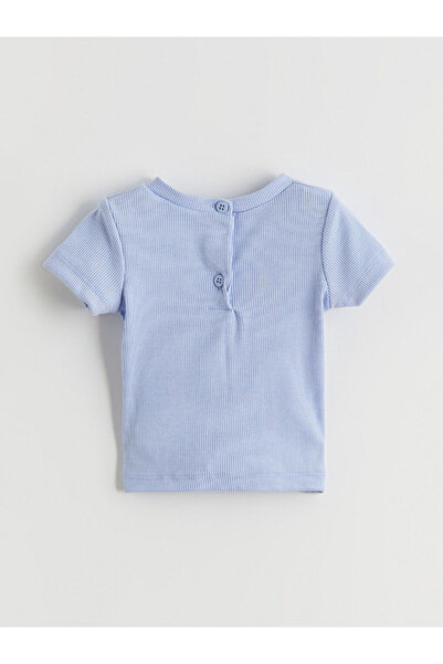 LC Waikiki Blue Crew Neck Baby Girl T-Shirt and Leggings 2-Piece