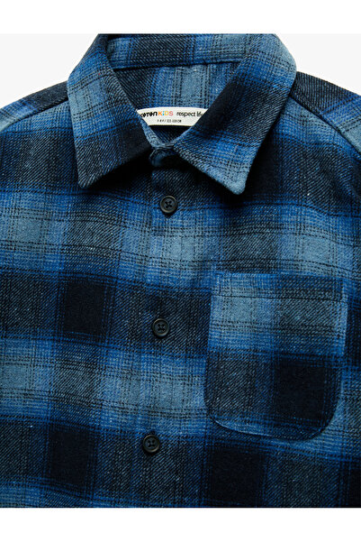 Koton Cămașă în carouri cu mânecă lungă, cu un singur buzunar, cu guler clasic