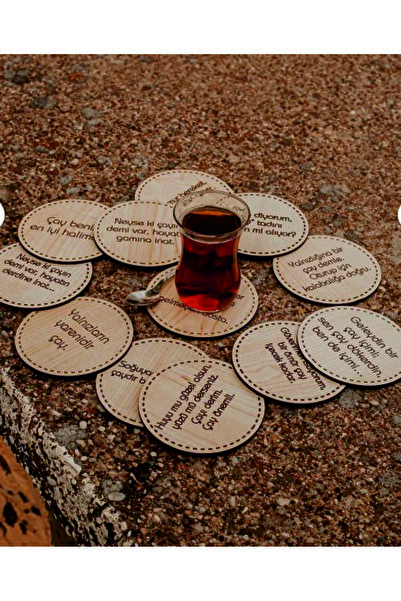 SHELİFE مجموعة من 12 قطعة من حاملات الأكواب مع عبارات عن الشاي