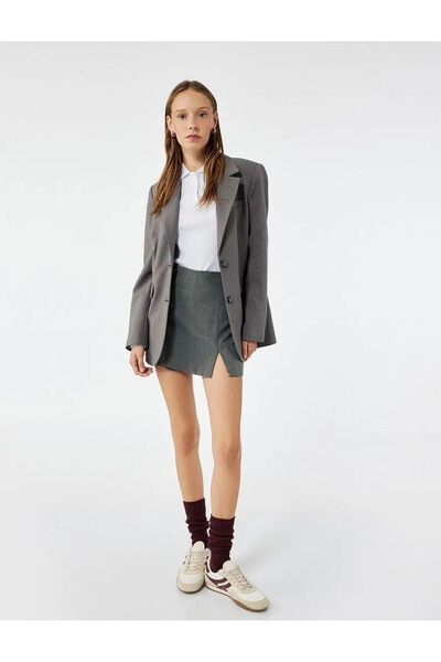 Koton Viscose Blended Mini Anthracite Women's Skirt 6Wal70010Iw