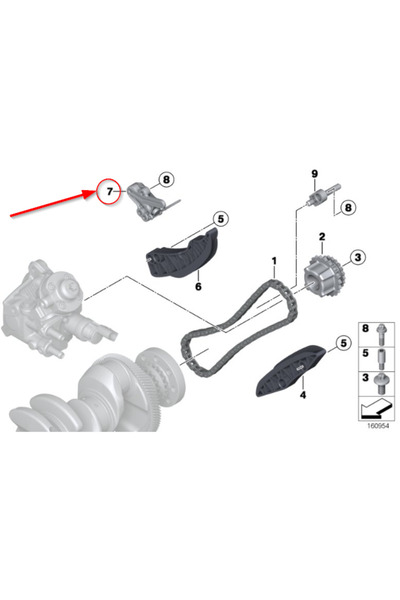 BMW Intinzator inferior lant distributie pentru Seria 1, Seria 2, Seria 3, Se...