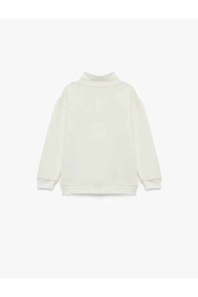 Koton Nakışlı Yarım Fermuarlı Beyaz Erkek Çocuk Sweatshirt 6Wkb10152Tk