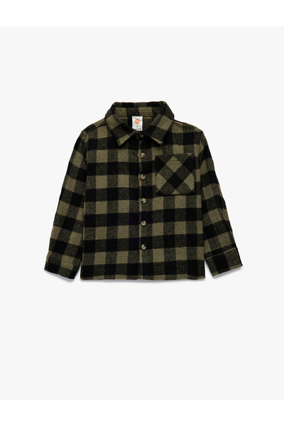 Koton Long Sleeve Classic Collar Buttoned Pocket Detailed Plaid Lumberjack Shirt