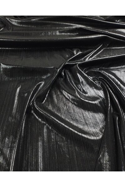 Kumaş Parça Jerseu cu folie în culoarea neagră (lățime 140 cm x lungime 150 cm)