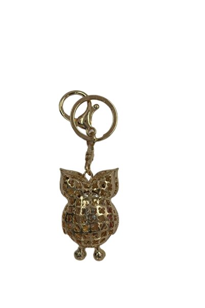MD Moda Accessories Metal Keychain with Red Stone Owl Figure