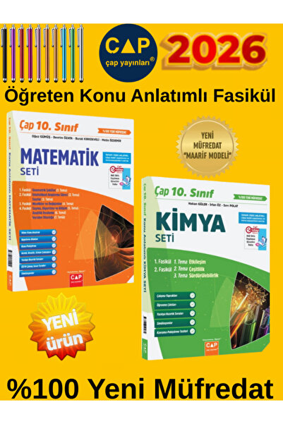 Çap Yayınları 10.Sınıf %100 Yeni Maarif Müfredat Matematik-Kimya Öğreten Konu Anlatımlı Fasikül Seti+Kalem