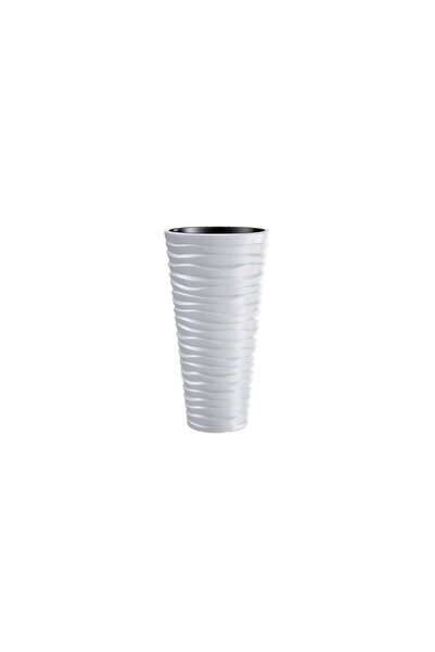 Prosperplast Ghiveci decorativ pentru flori, rotund, înalt, alb, 39×75 cm, nisip subțire