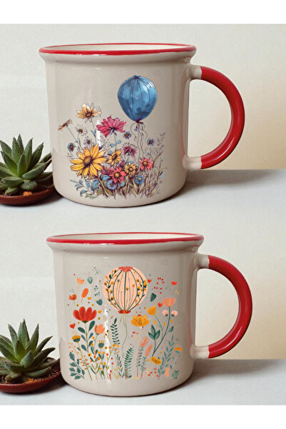 lili hediyelik كوب أحمر بتصميم بالون الزهور - هدية عيد ميلاد للزوج، أفكار هدا...