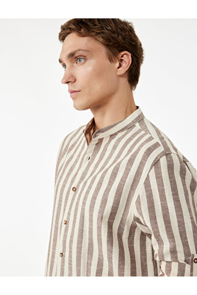 Koton Regular Fit Long Sleeve Cotton Court Collar Shirt