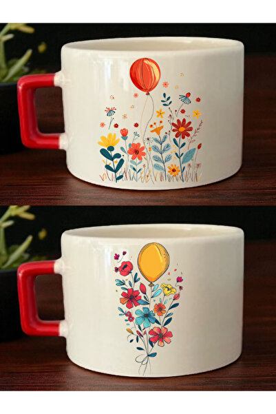lili hediyelik فنجان قهوة مكون من قطعتين مطبوع عليه بالون زهرة - أفكار هدايا ...