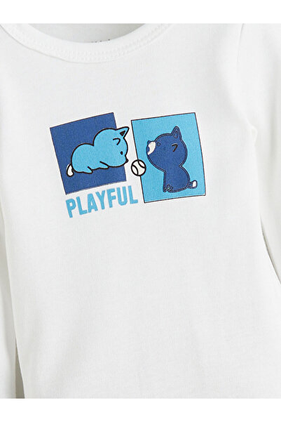 LC Waikiki Ecru Baby Boy Snap-On Bodysuit, Leggings and Beanie 3-Piece Set