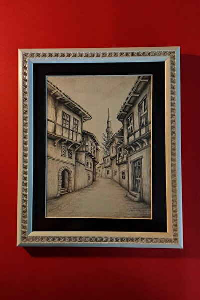Siriderya The Real Black Pen Old Ottoman Street Painting Is Not a Reproduction of a Digital Print