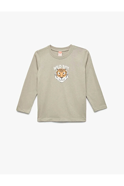 Koton Tiger Printed Beige Baby Boy Long Sleeve T-Shirt 6Wmb10010Tk