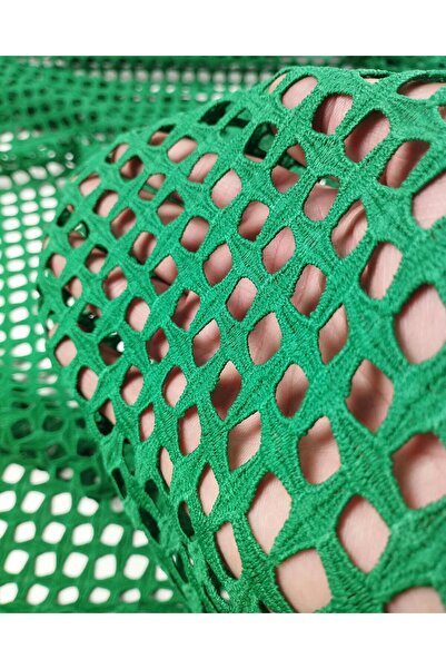 Kumaş Parça Canlı Yeşil Renkte Ağır Güpür File Dantel (En 140 cm x Boy 300 cm)