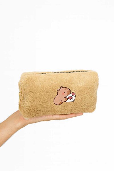 Puffie حقيبة أقلام من القطيفة على شكل كابيبارا، حامل أقلام