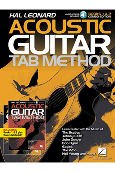 Hal Leonard Pub Co Metoda de tablaturi pentru chitară acustică Hal Leonard - Ediție Combo: Cărțile 1 și 2 cu audio online, plus materiale bonus