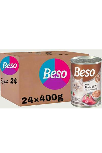 Beso طعام القطط الرطب (24 عبوة) - بنكهة لحم البقر - 24 × 400 جرام