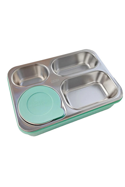 Cin 950 ml, 4 Bölmeli, 304 Çelik, Sızdırmaz, Yemek Taşıma Kabı, Sefertası, Yeşil, cin864ys